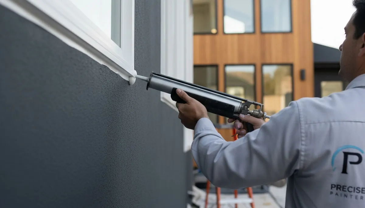 Professional caulking and sealing on Baltimore, MD home exterior for weather protection