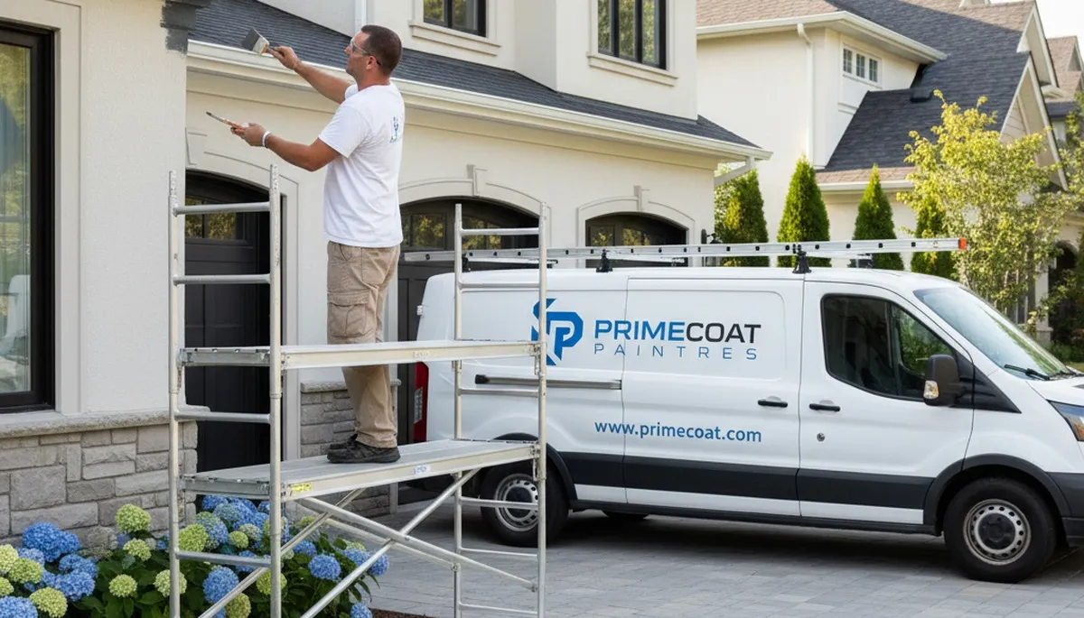 Professional gutter painting on a Baltimore, MD home by expert house painters enhancing curb appeal