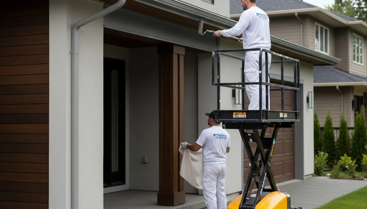 Professional gutter painting on a Baltimore, MD home by expert house painters enhancing curb appeal