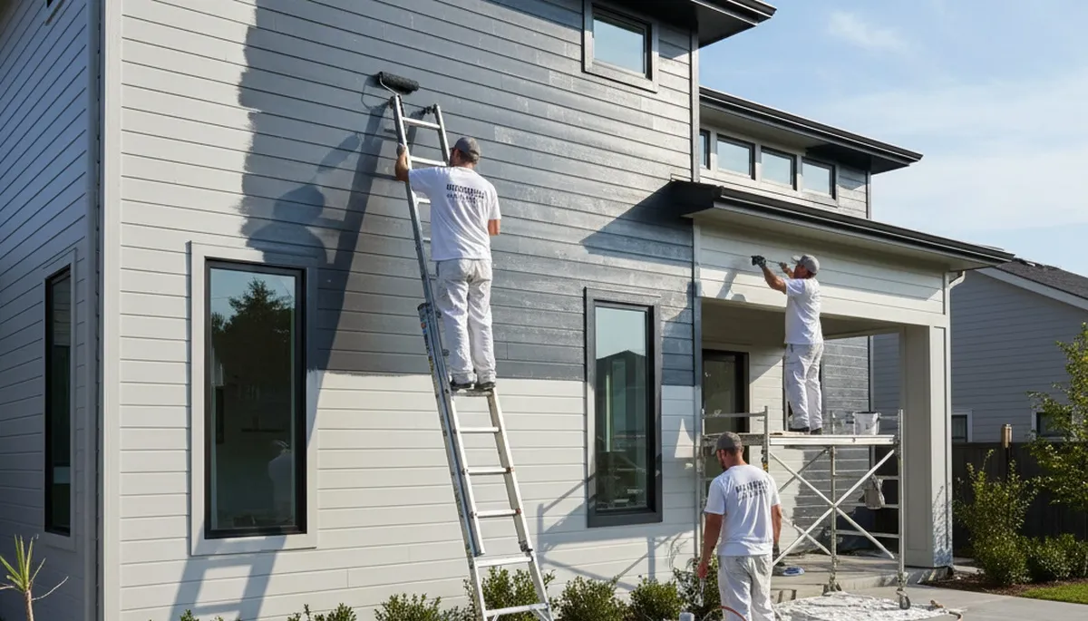 Professional siding painting on Baltimore, MD home exterior for durable coastal weather protection